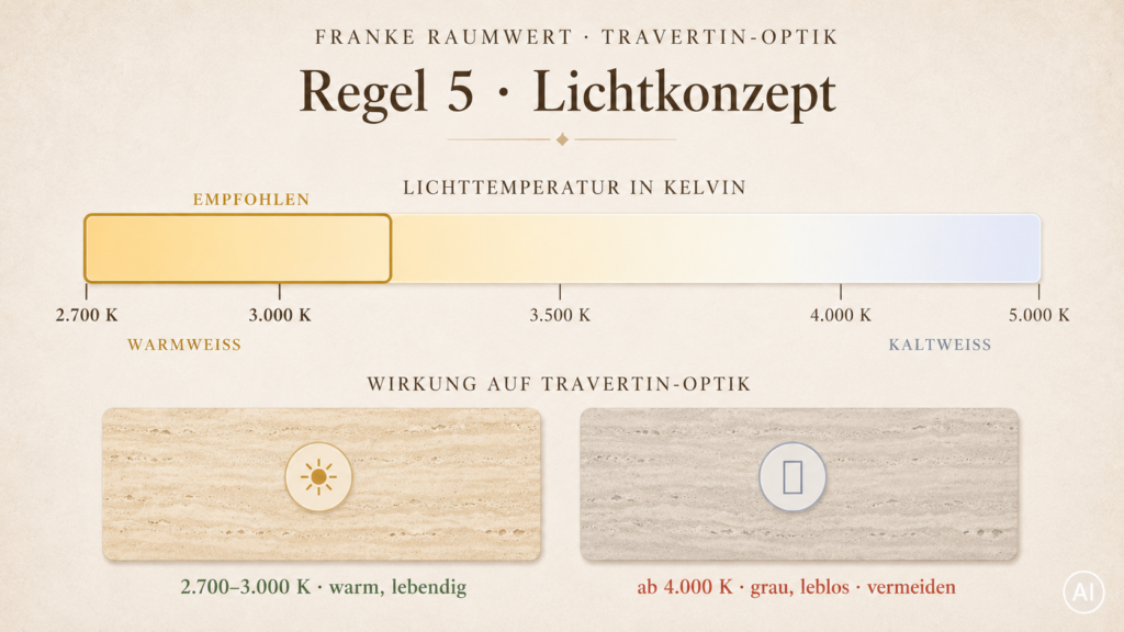 Regel 5 ist das Lichtkonzept 2700-3500 K wird empfohlen