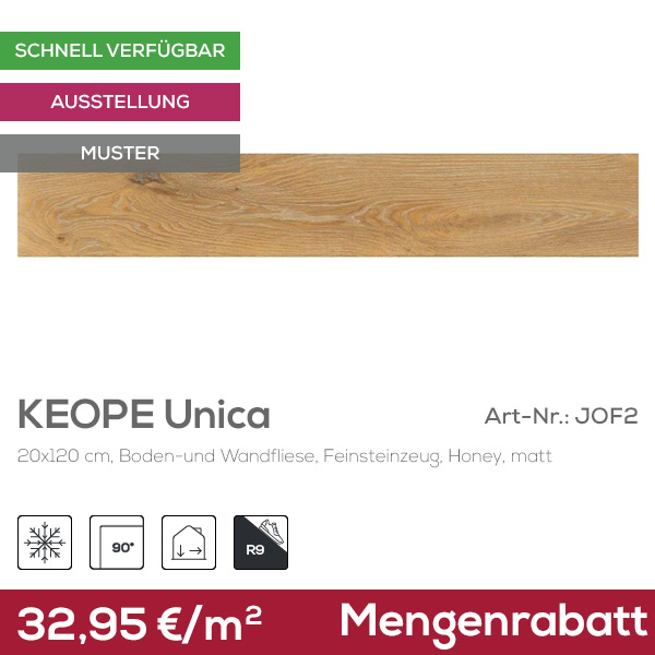 Keope Unica Honey Boden- und Wandfliese Natural (R9) 20x120 cm