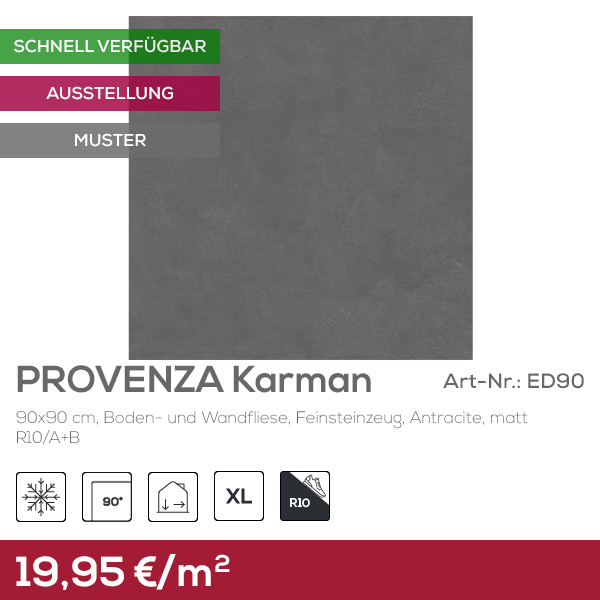 Provenza Karman Antracite Boden- und Wandfliese 90x90 cm