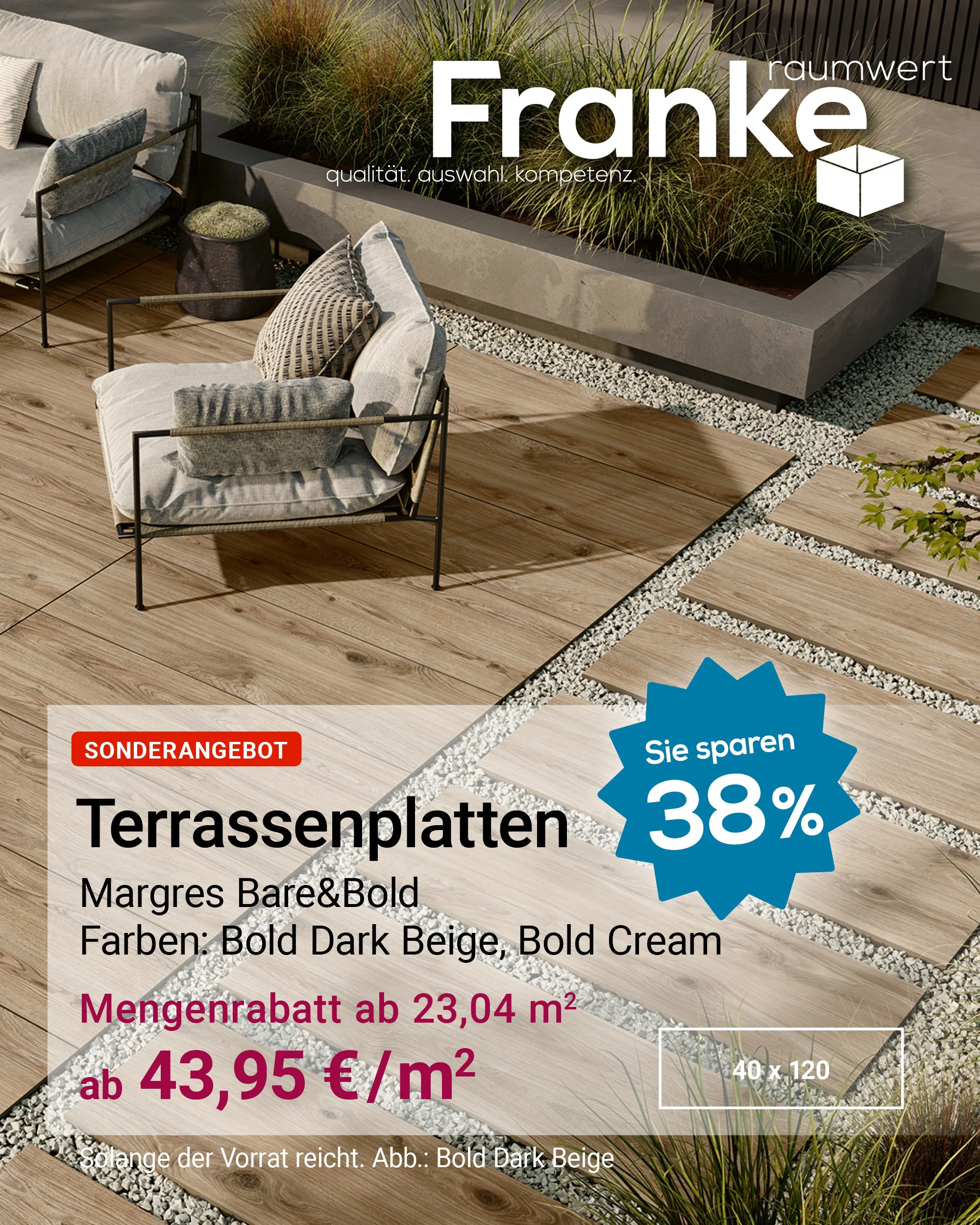 Margres Bare-Bold Terrassenplatte in Bold Dark Beige und Bold Cream ab 43,95 €