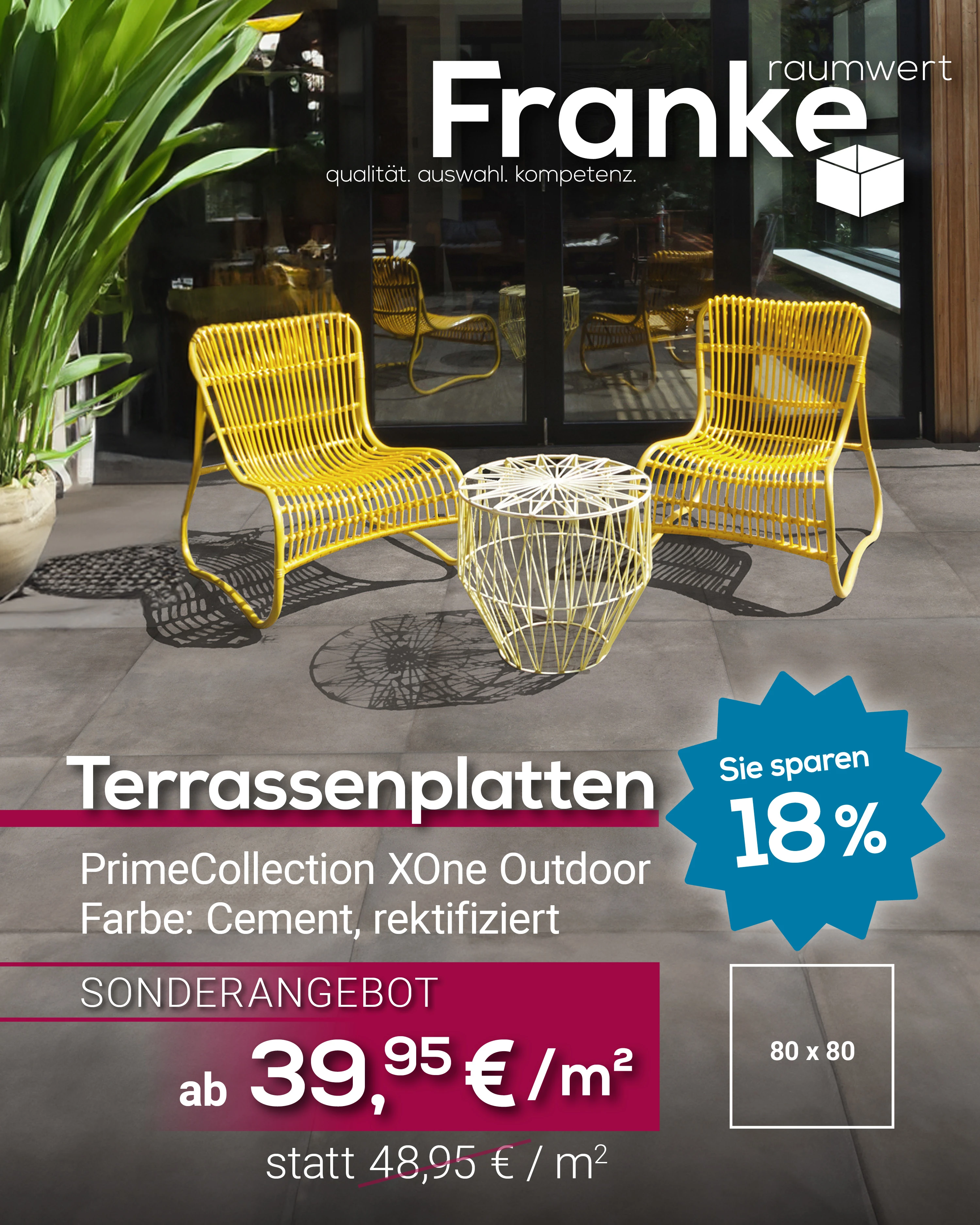 PrimeCollection Xone Terrassenplatte 80x80 cm ab 39,95 €