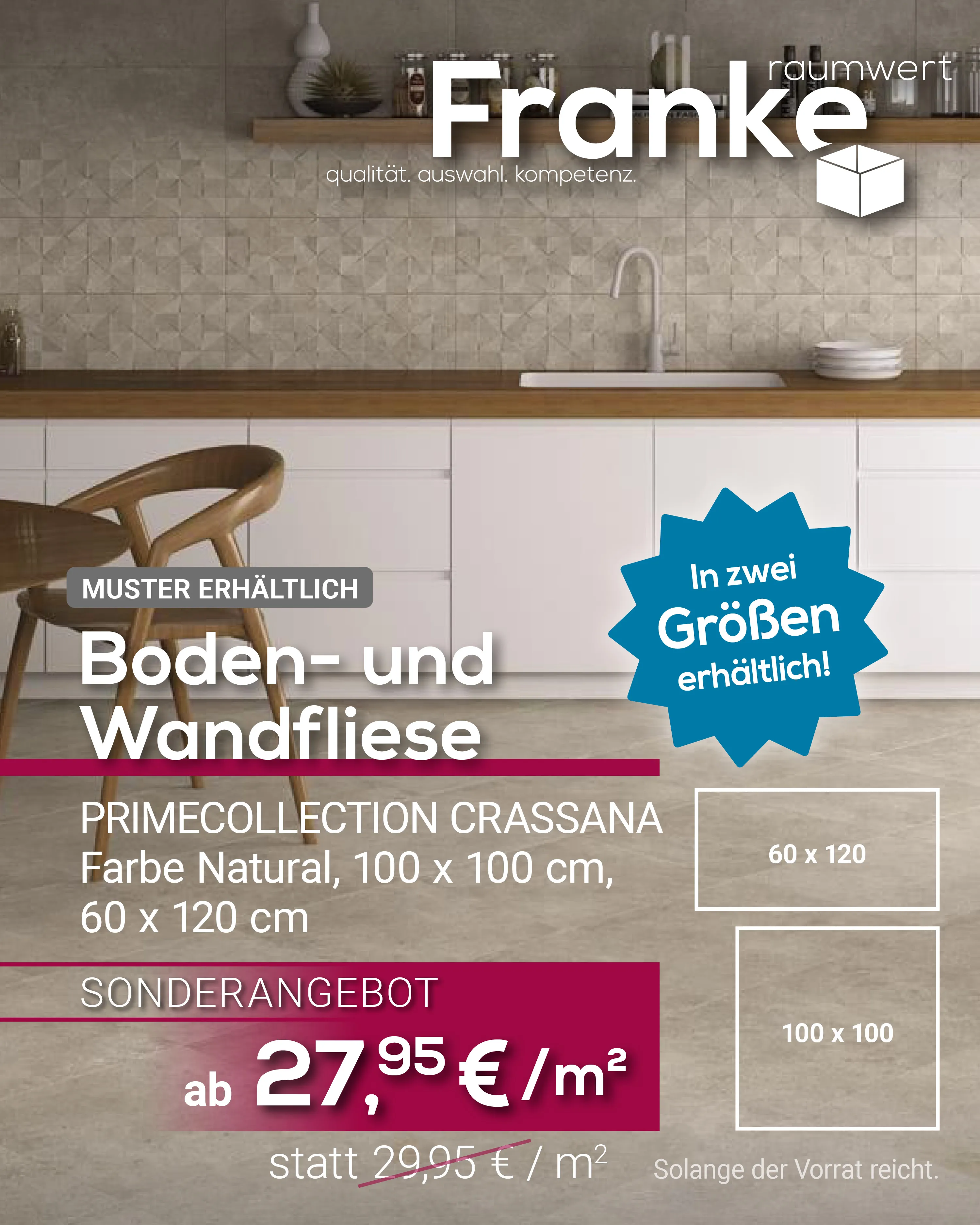 PrimeCollection Crassana Natural Boden- und Wandfliese 100x100 cm ab 27,95 €