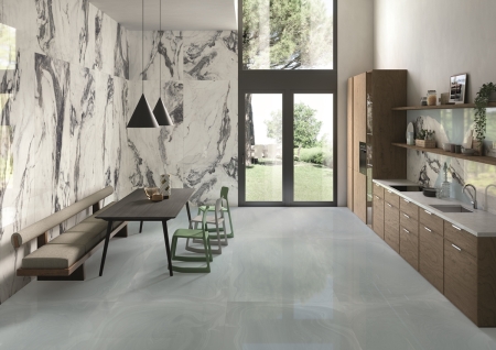 Provenza Unique Marble Boden- und Wandfliese Bianco Siena glänzend 90x180 cm