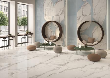 Provenza Unique Marble Boden- und Wandfliese Calacatta Regale glänzend 90x90 cm