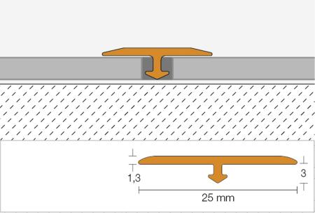 Schlüter VINPRO-T Übergangsprofil (höhengleich) titan gebürstet Breite: 25 mm