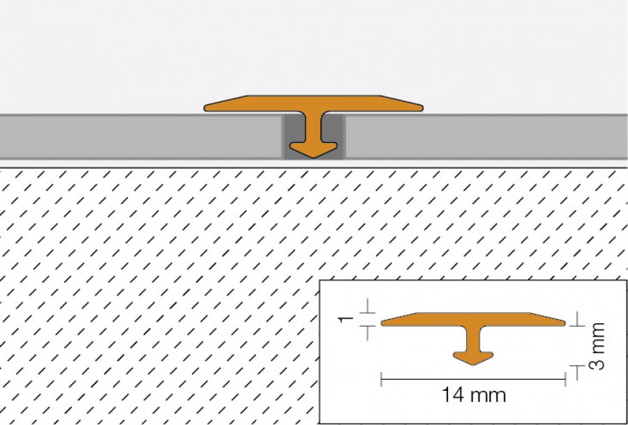 Schlüter VINPRO-T Übergangsprofil (höhengleich) titan gebürstet Höhe: 3 mm
