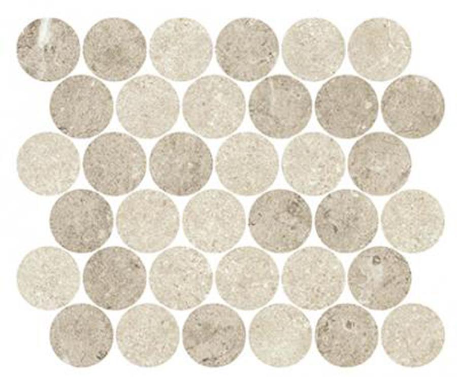 Margres Pure Stone White/Light Grey Anpoliert Mosaik Circles 28x32 cm