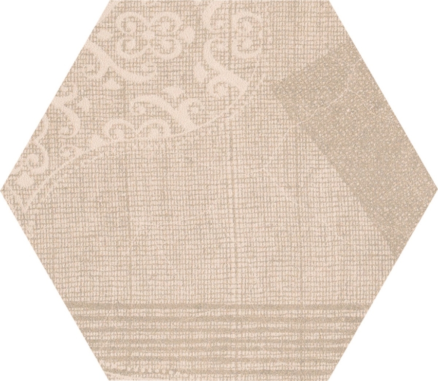 Provenza Gesso Taupe Linen Dekor Esagona Patchwork 25,5x29,4 cm
