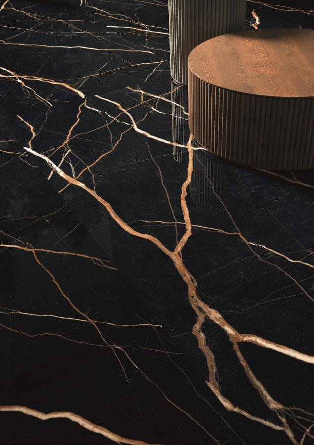 Provenza Unique Marble Boden- und Wandfliese Sahara Noir glänzend 30x60 cm