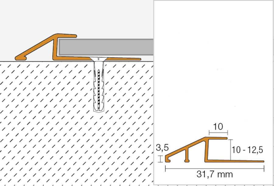 Schlüter VINPRO-U Übergangsprofil (mit Höhenunterschied) chrom gebürstet Höhe: 10 mm