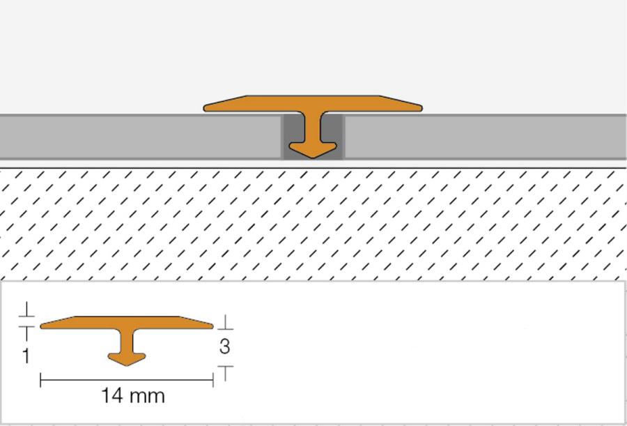 Schlüter VINPRO-T Übergangsprofil (höhengleich) titan gebürstet Breite: 14 mm
