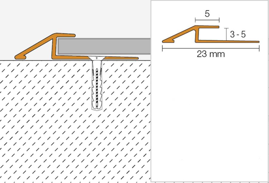 Schlüter VINPRO-U Übergangsprofil (mit Höhenunterschied) chrom gebürstet Höhe: 5 mm