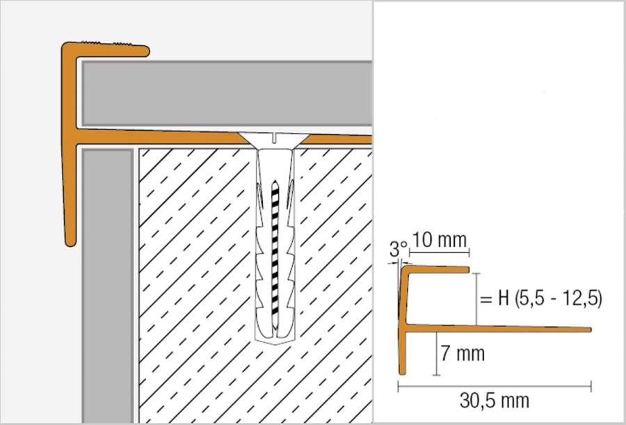 Schlüter VINPRO-STEP Treppenprofil (eckig) antik bronze gebürstet Höhe: 8,5 mm