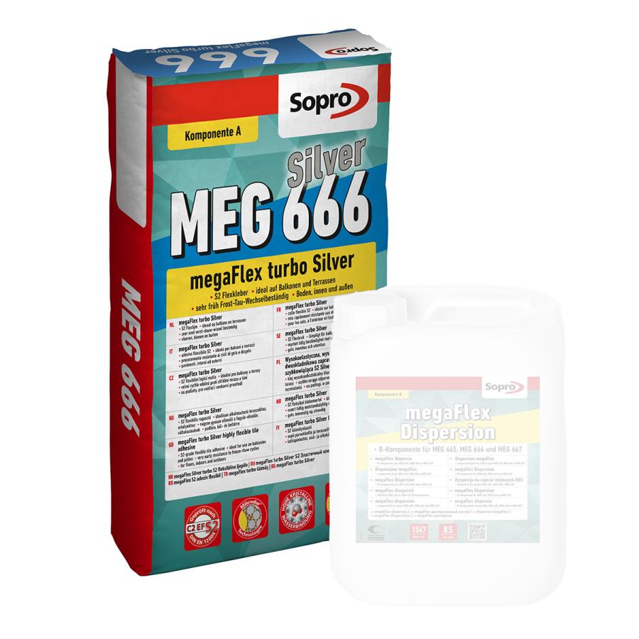 Sopro MEG 666 MegaFlex turbo silver 2K-Flexkleber S2 (Komponente A) Sack 25 kg