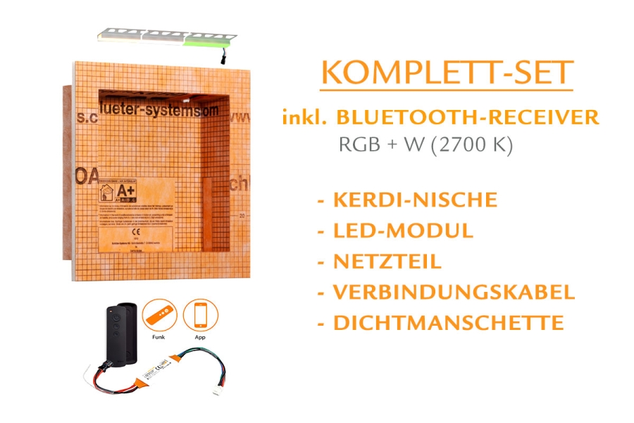 Schlüter LIPROTEC EASY Nischen-Set 305x305mm RGB+W mit Bluetooth-Receiver