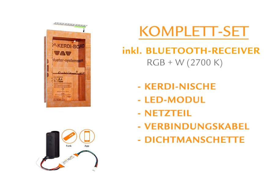 Schlüter LIPROTEC EASY Nischen-Set 305x508mm RGB+W mit Bluetooth-Receiver