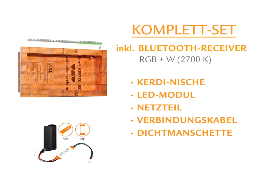 Schlüter LIPROTEC EASY Nischen-Set 711x305mm RGB+W mit Bluetooth-Receiver