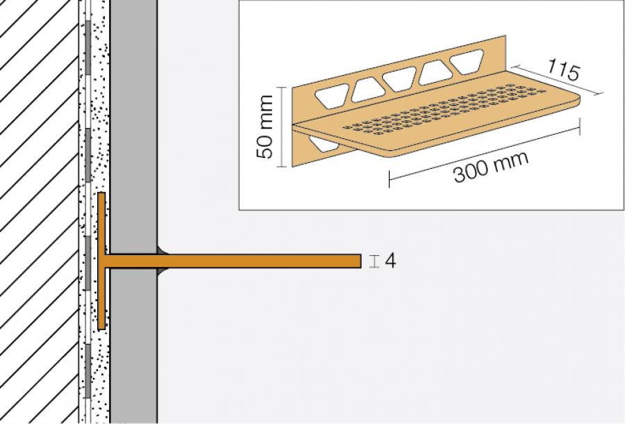 Schlüter Wandablage SHELF-W Brillantweiß matt 310x115 mm