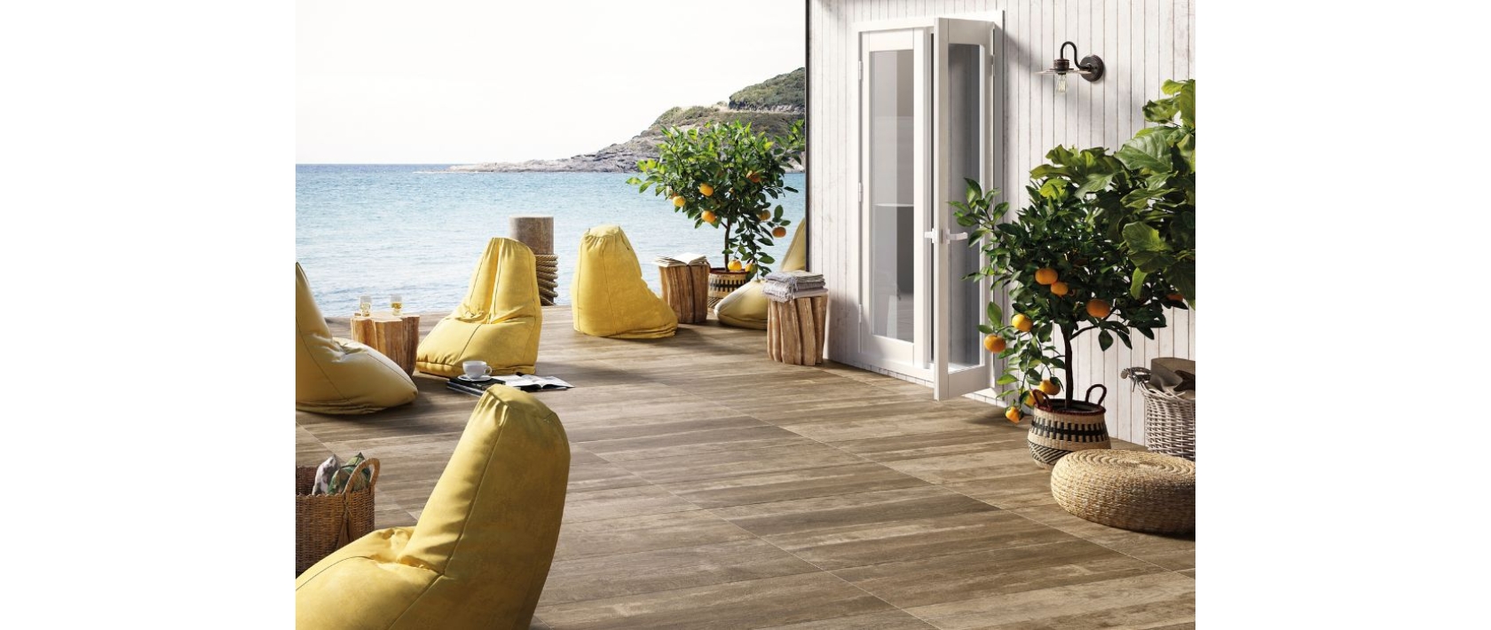 Musterfliesen Terrassenplatten in Holzoptik