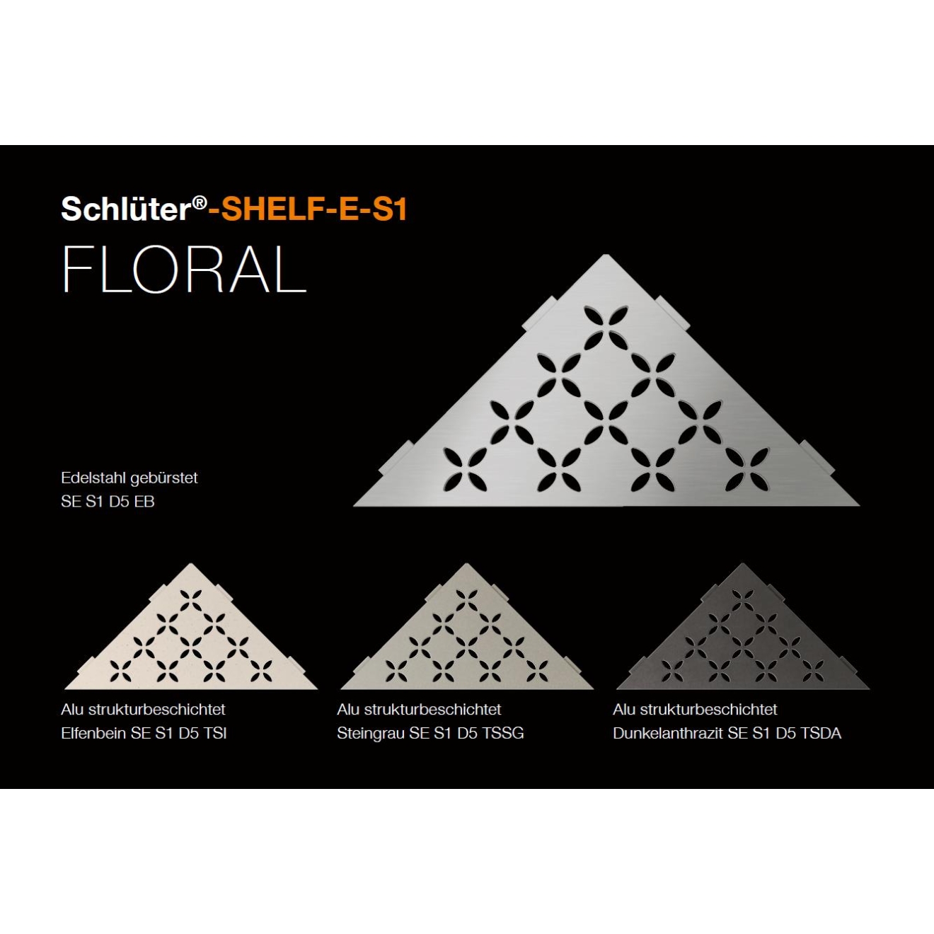 Schlüter Wandablage SHELF-E Dunkelanthrazit 210x210 mm