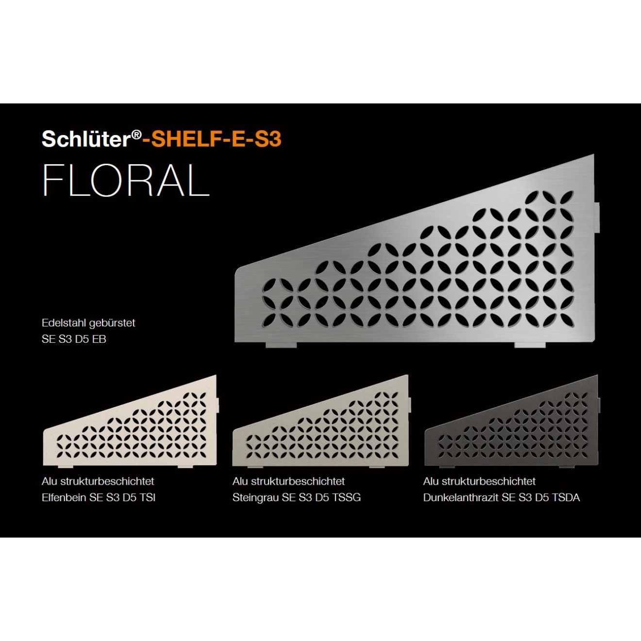 Schlüter Wandablage SHELF-E Dunkelanthrazit 154x295 mm