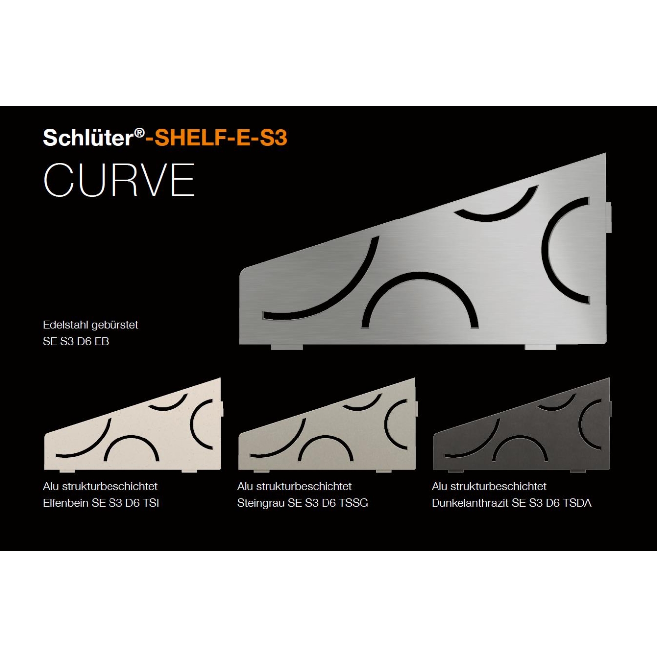 Schlüter Wandablage SHELF-E Dunkelanthrazit 154x295 mm