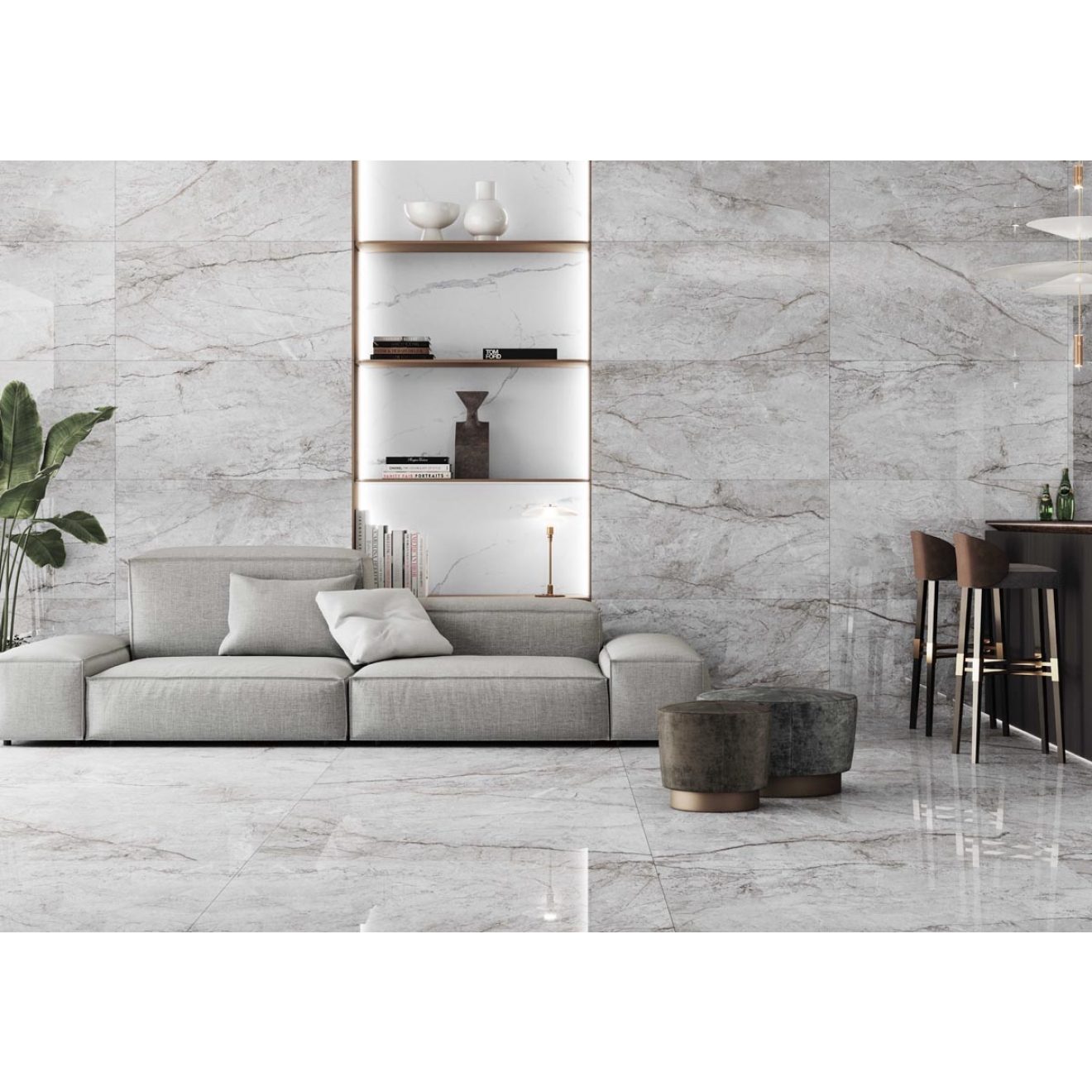 Keraben Idyllic Boden- und Wandfliese Oxford Grey Starlight 60x120 cm