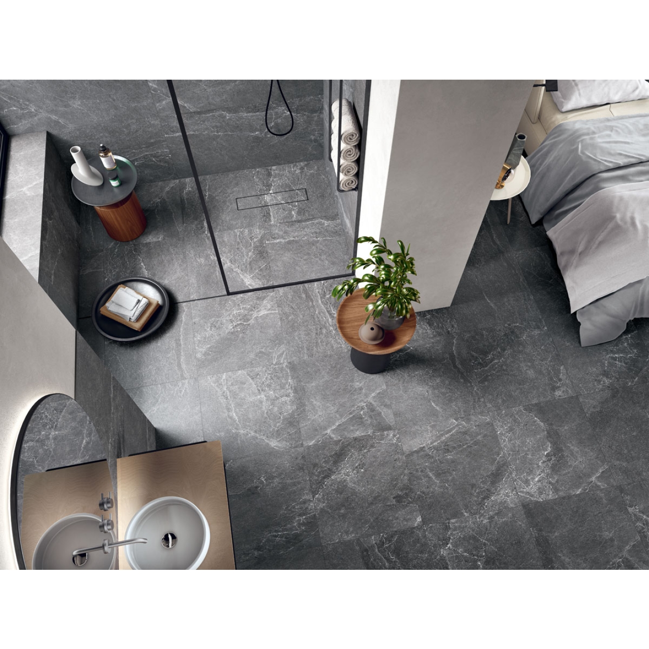 Blustyle Advantage Graphite Lappata Boden- und Wandfliese 90x180 cm