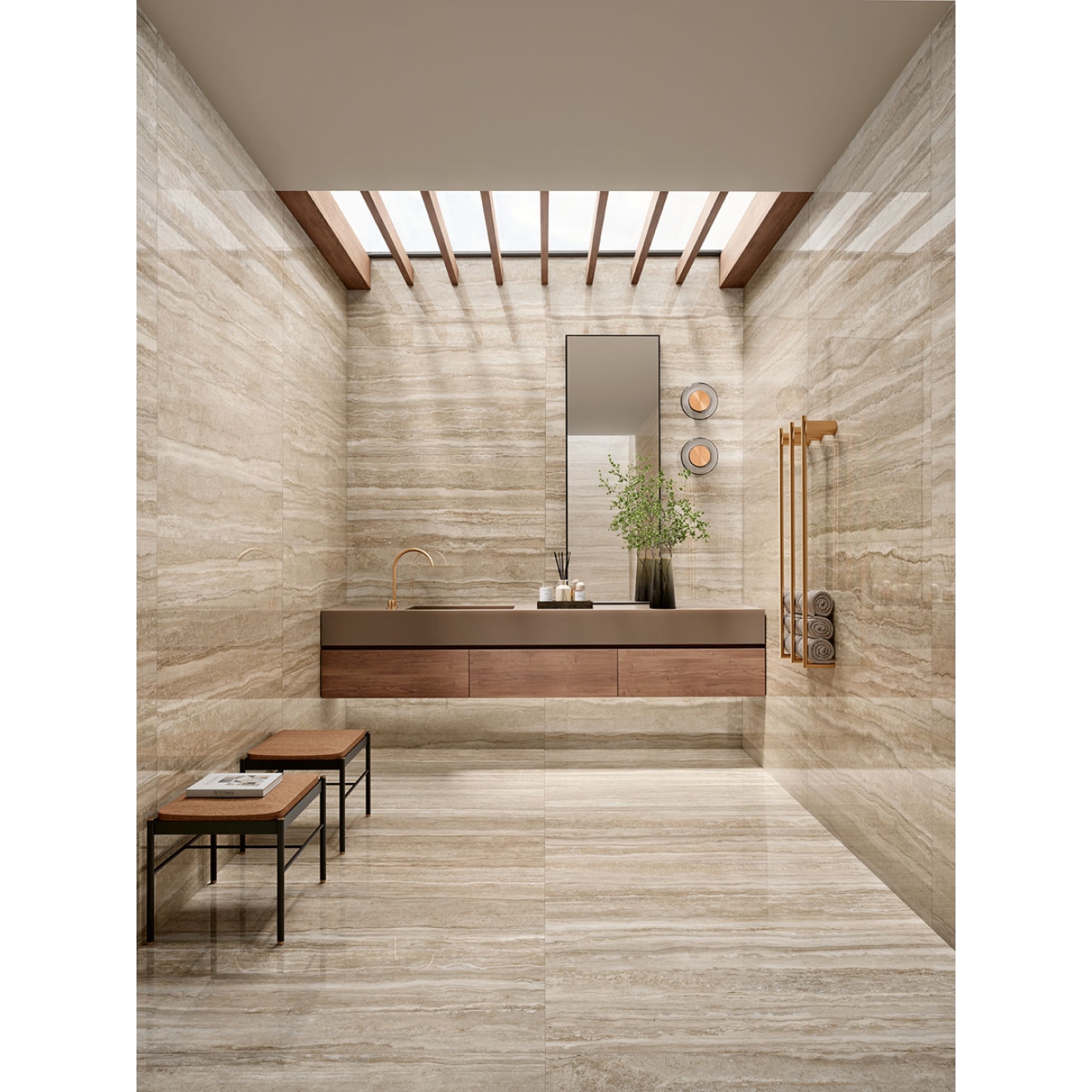 Margres Endless Travertino Poliert Boden- und Wandfliese 89x89 cm