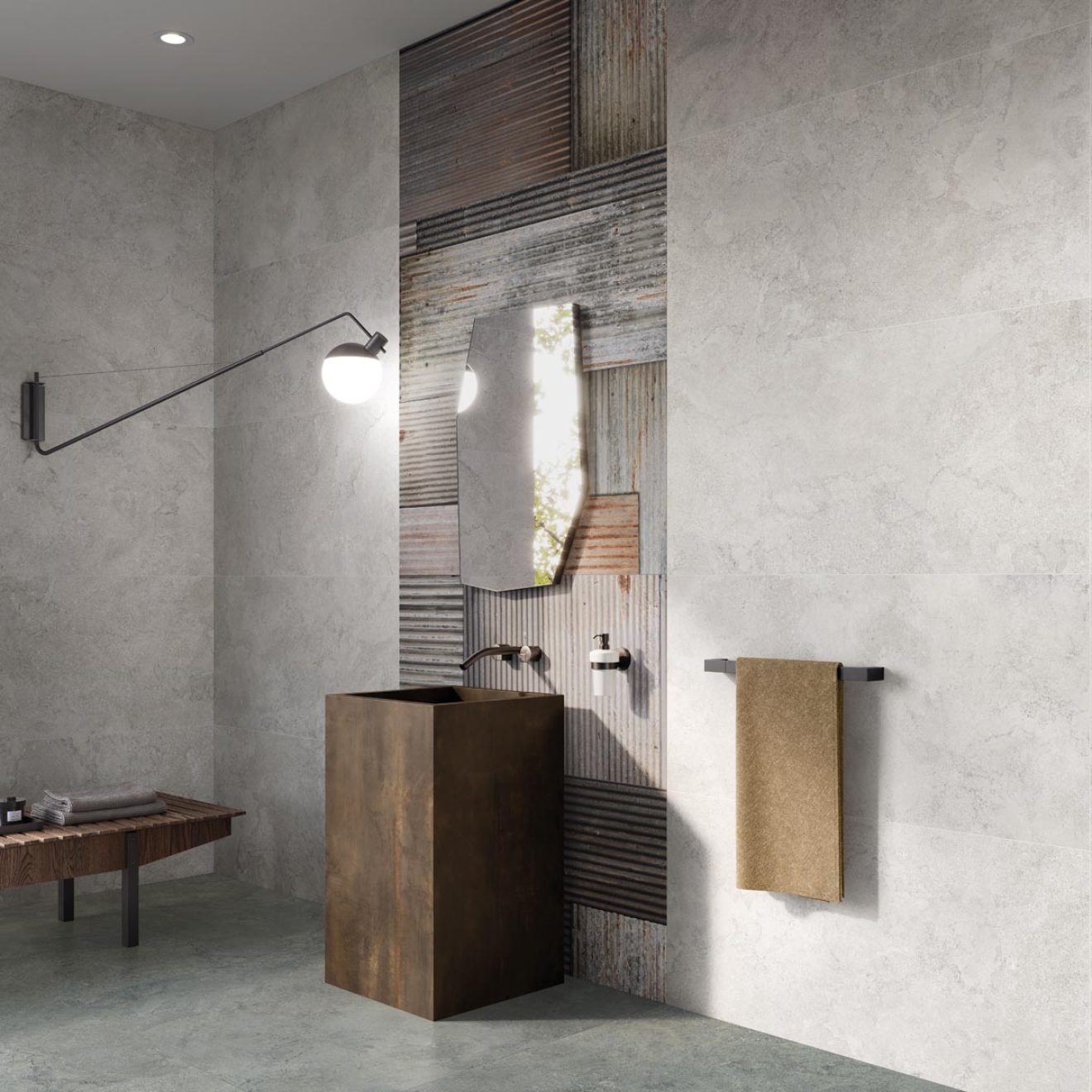 Flaviker Double Plain Grey Boden- und Wandfliese Natural 80x160 cm