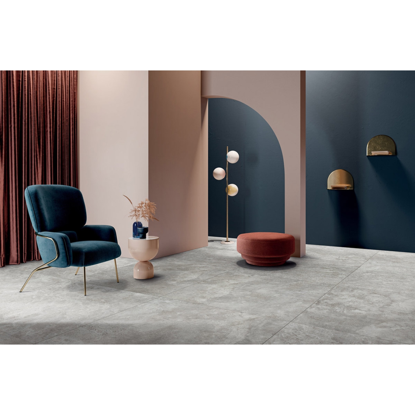 Flaviker Navona Boden- und Wandfliese Grey Cross 60x120 cm