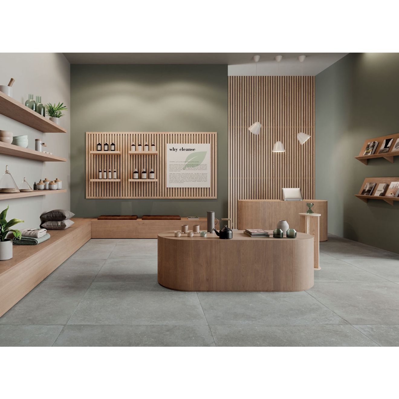 Flaviker Nordik Stone Boden- und Wandfliese Ash matt 60x120 cm