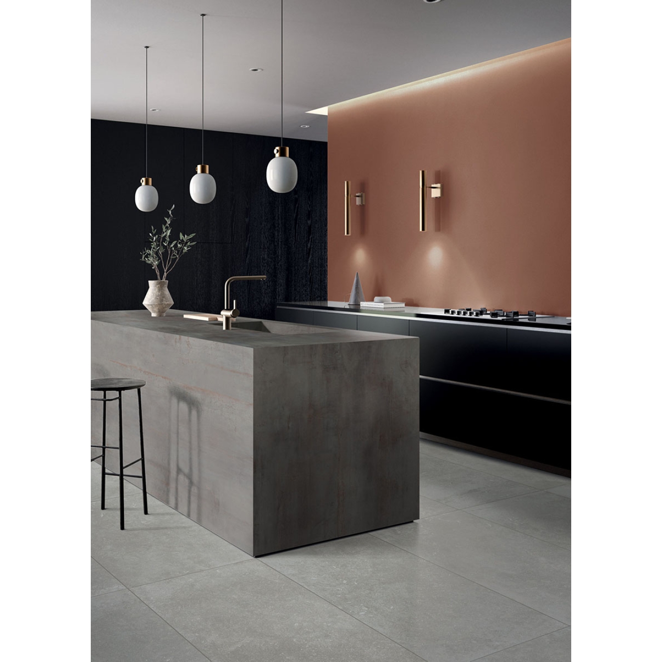 Flaviker Nordik Stone Boden- und Wandfliese Ash matt 60x120 cm