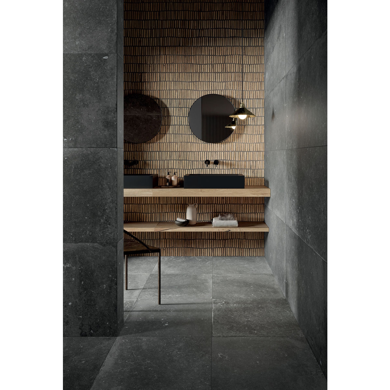 Flaviker Nordik Stone Boden- und Wandfliese Black matt 60x120 cm