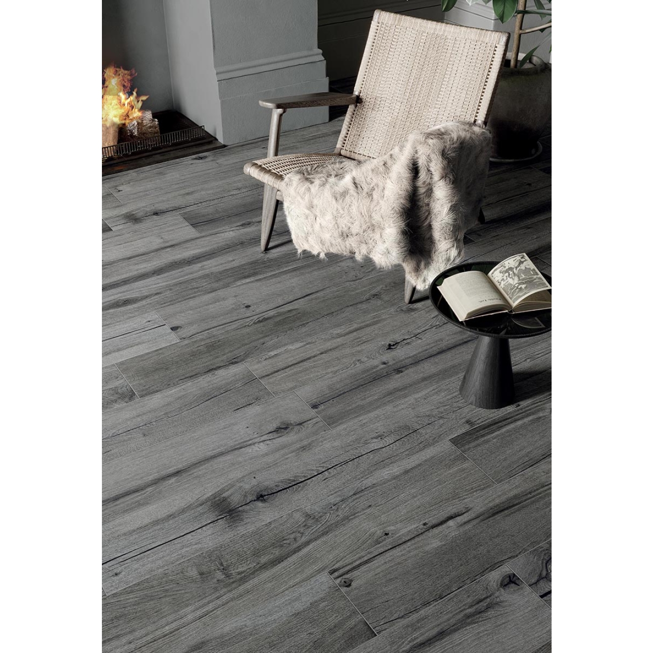 Flaviker Nordik Wood Bodenfliese Smoked 20x120 cm - Stärke: 9 mm - GRIP