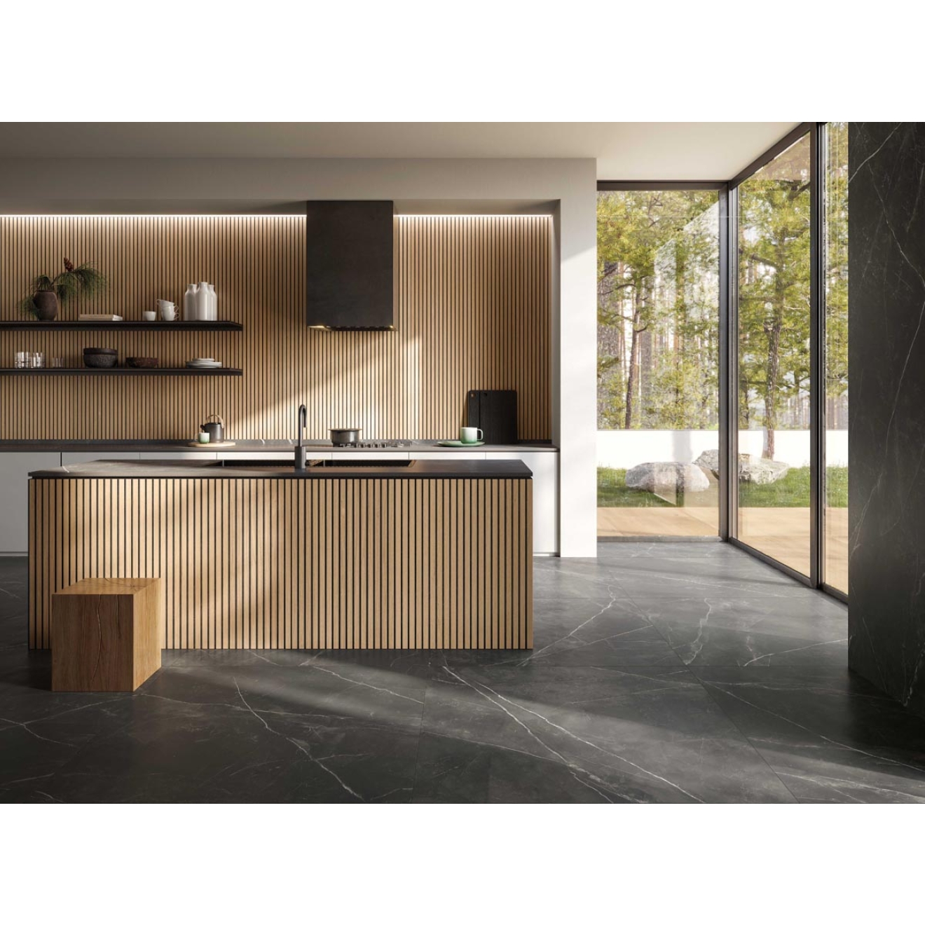 Flaviker Supreme Memories Boden- und Wandfliese Dark Stone matt 60x120 cm