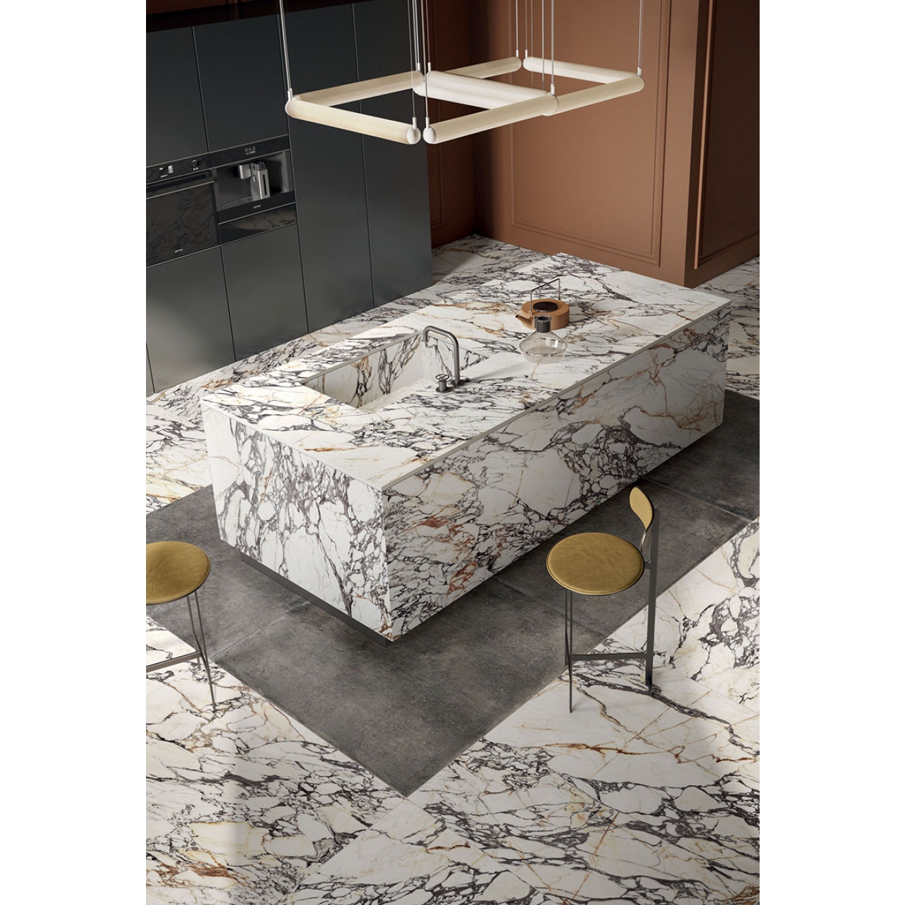 Flaviker Supreme Treasure Boden- und Wandfliese Corchia Gold Lux 120x120 cm