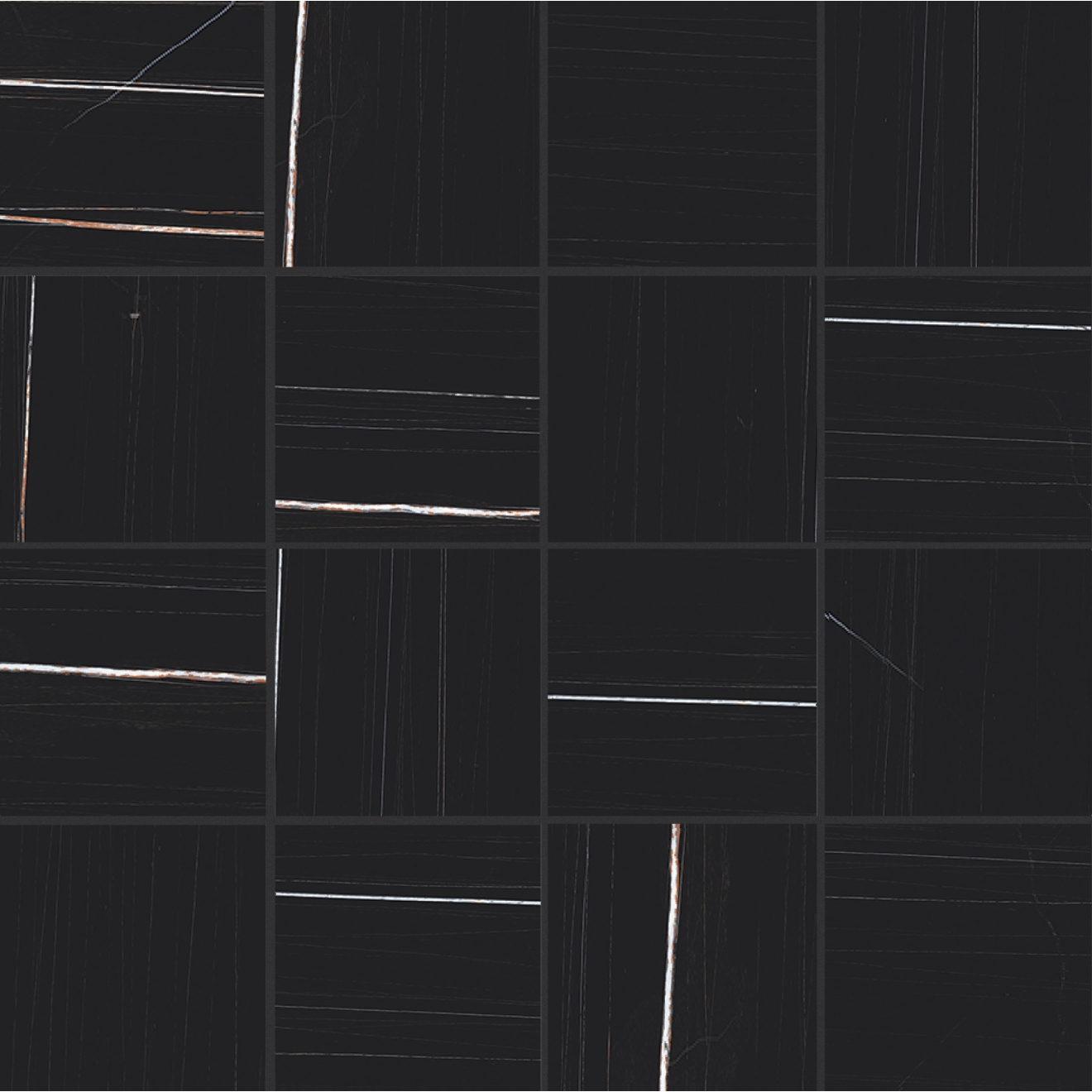 Florim Creative Design Stones & More 2.0 Sahara Noir Glossy Mosaik 7,5x7,5 6mm