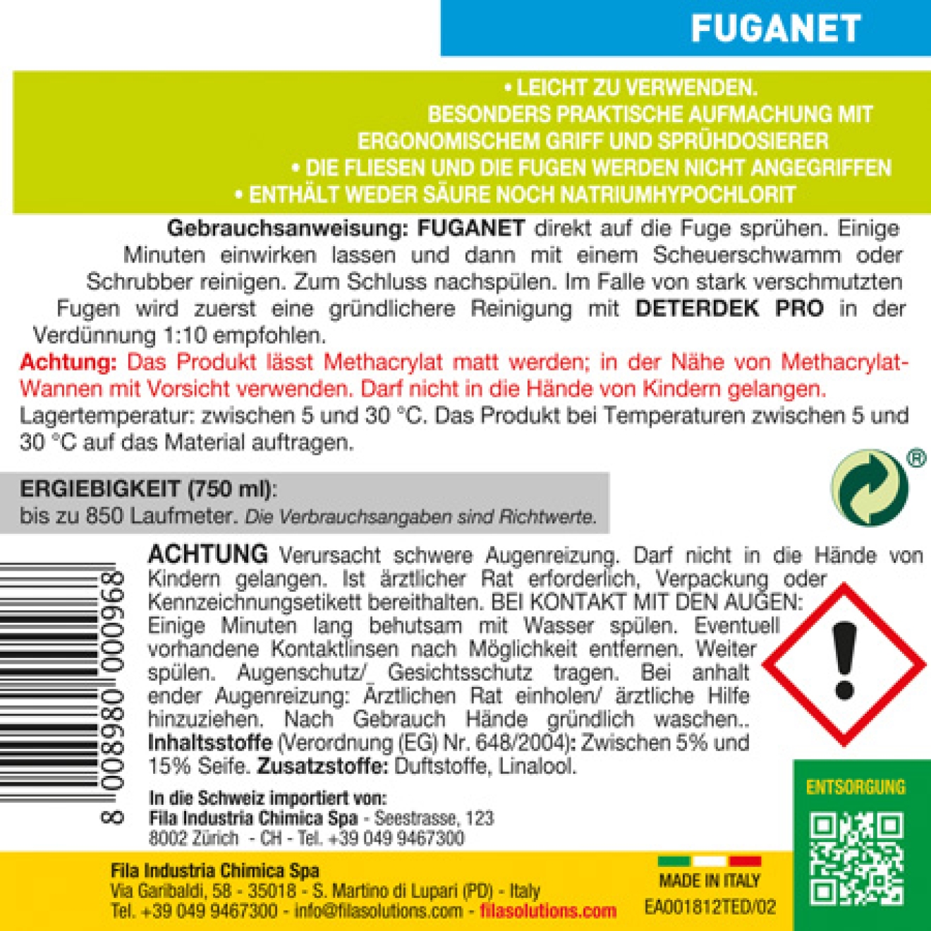 Fila Fuganet Sprühflasche 750 ml