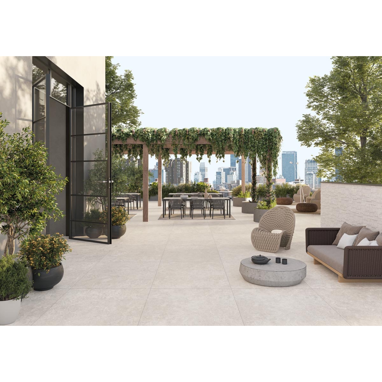 Keope Trevi Cross Pearl Terrassenplatte ULTRAmatt (R11) 120x120 cm