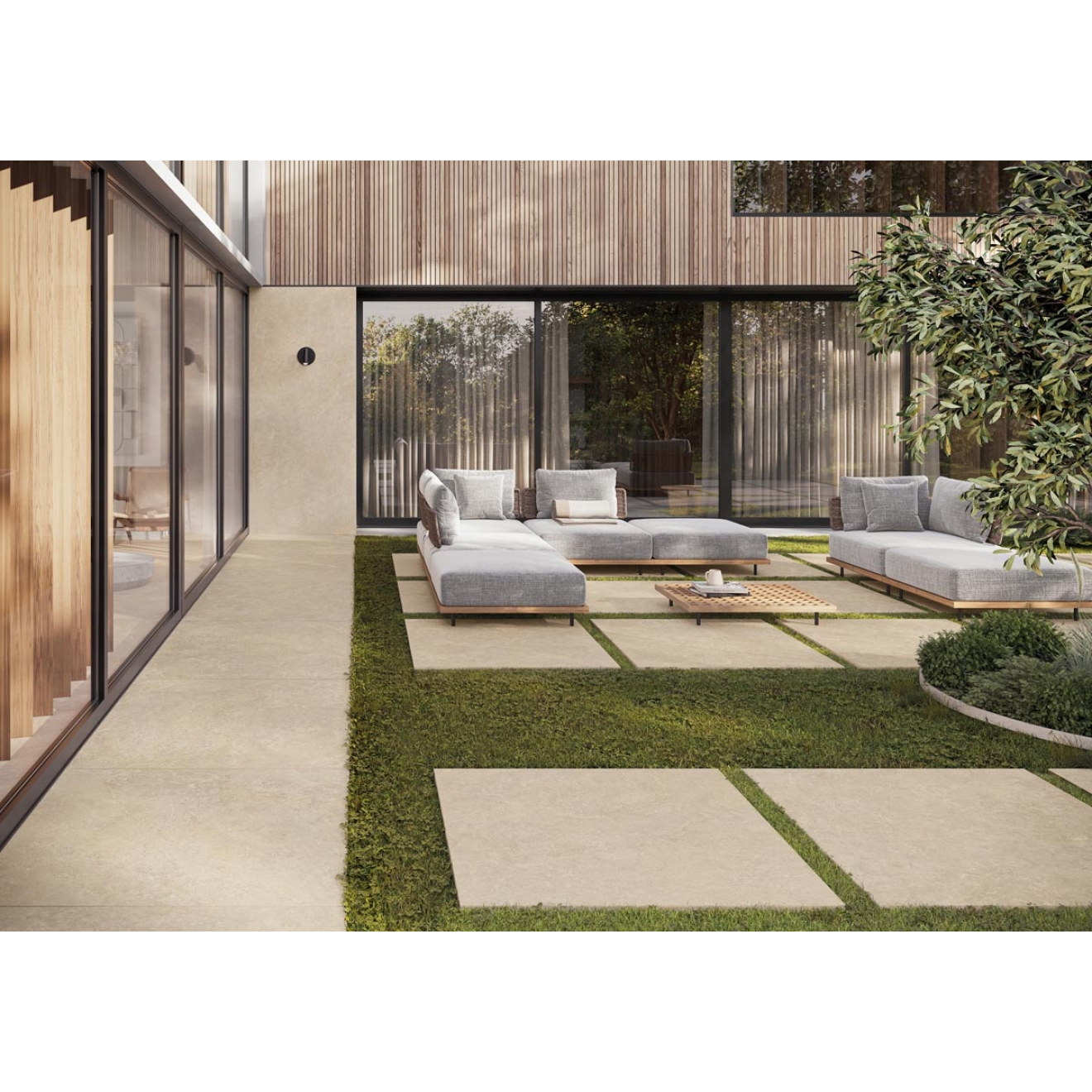 Keope Trevi Cross Walnut Terrassenplatte ULTRAmatt (R11) 120x120 cm