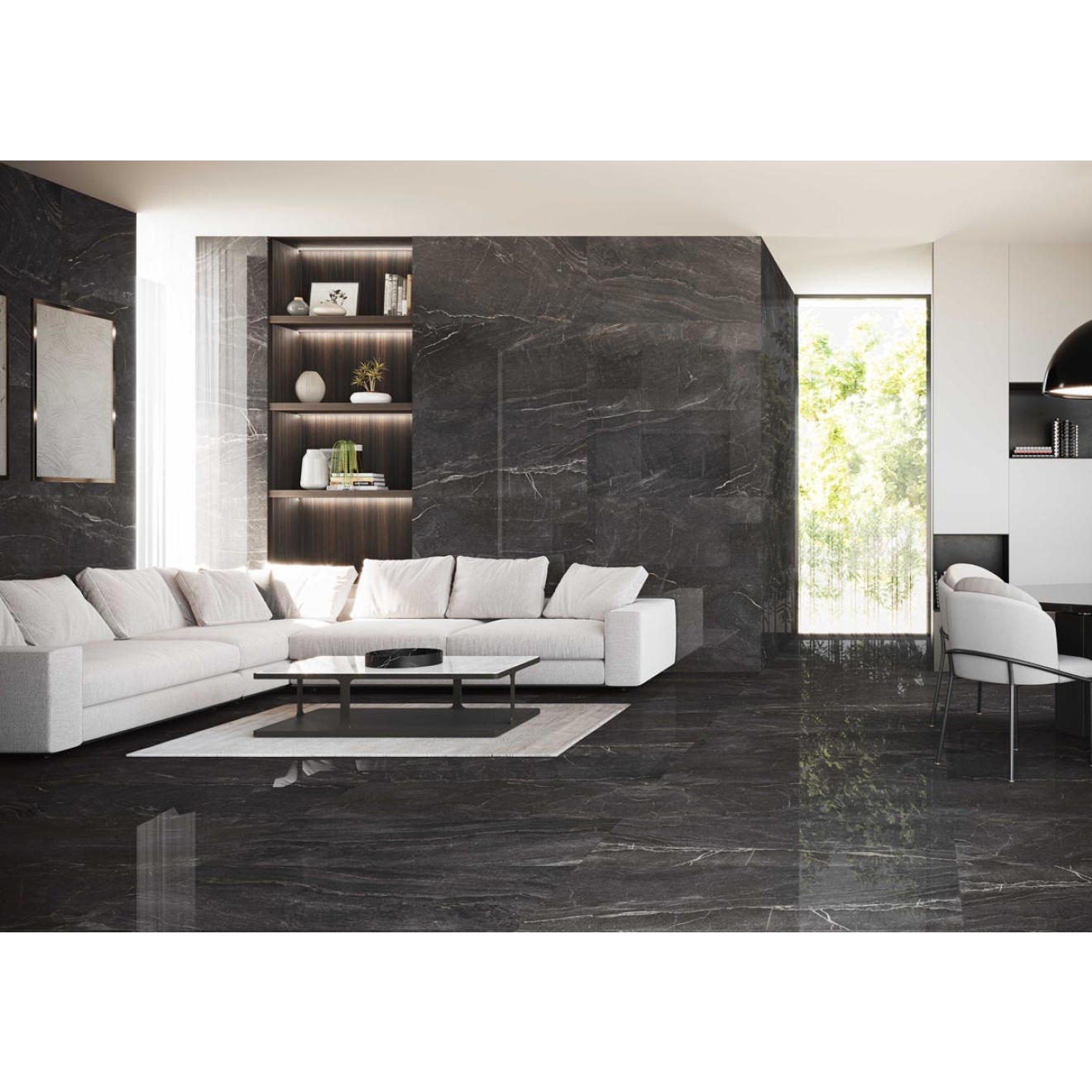 Keraben Idyllic Boden- und Wandfliese Aura Black Starlight 60x120 cm