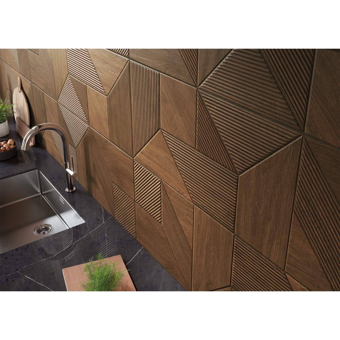 Keraben Naturwood Wanddekor Art Moka 40x120 cm