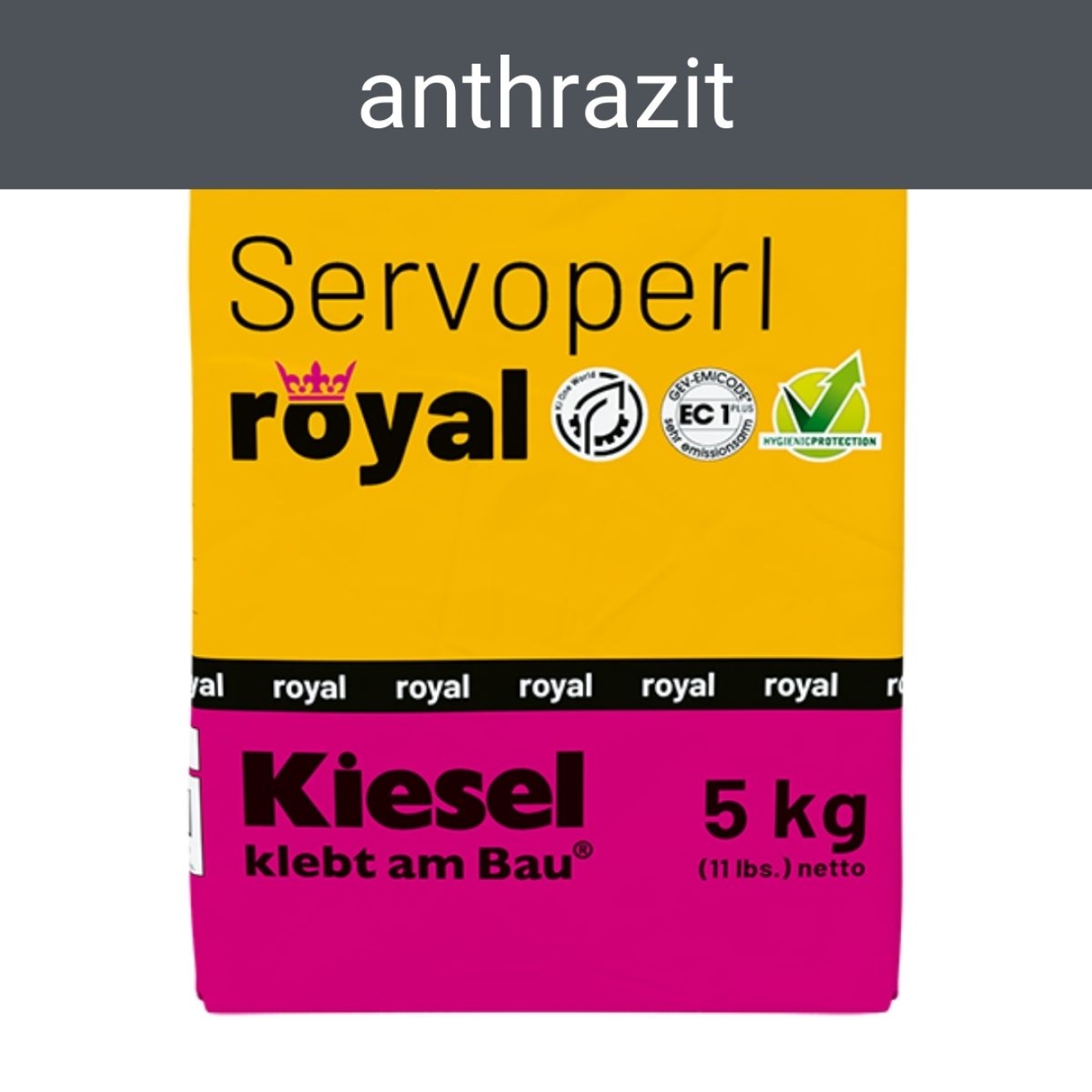 Kiesel Servoperl royal anthrazit flexible Premiumfuge 5 kg Papierbeutel