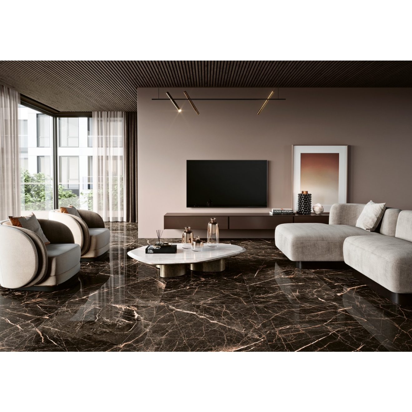 Margres Endless Port Black Poliert Boden- und Wandfliese 60x120 cm