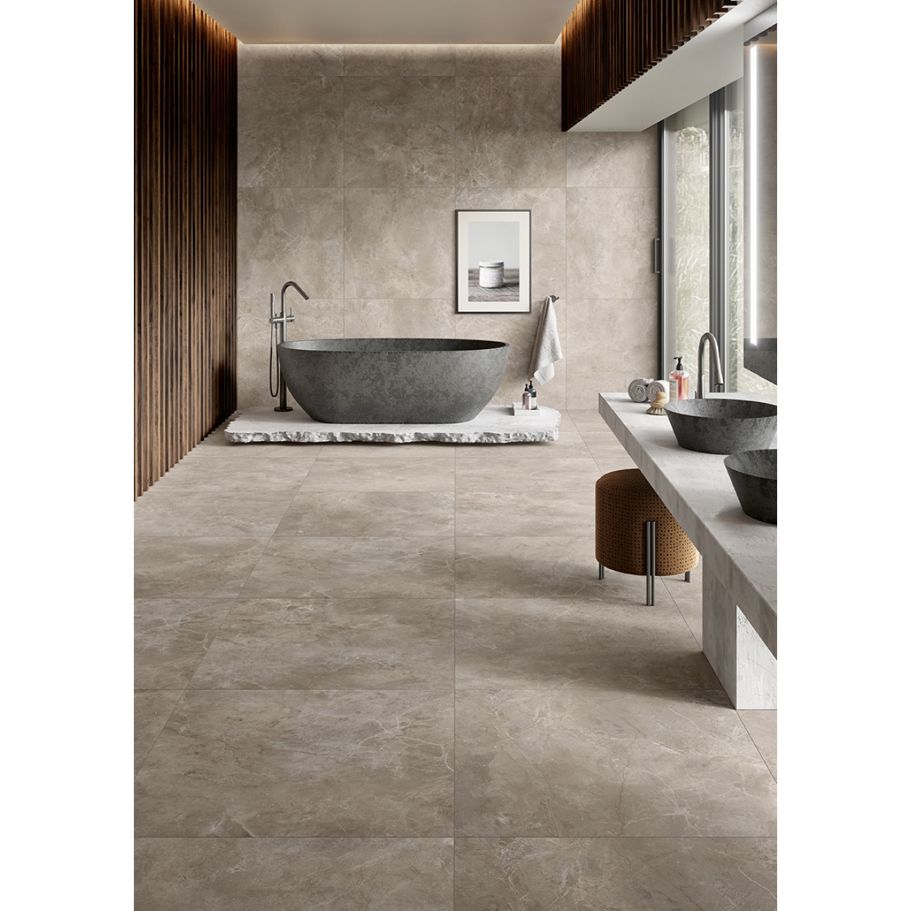 Margres Prestige Fior Di Bosco Tortora Poliert Boden- und Wandfliese 60x120 cm