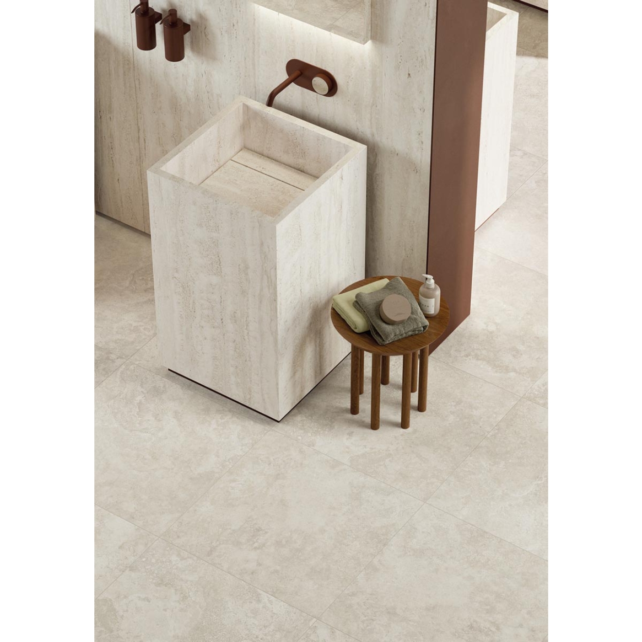 Mirage Elysian Travertini Pearly gebürstet Boden- und Wandfliese 80x160 cm