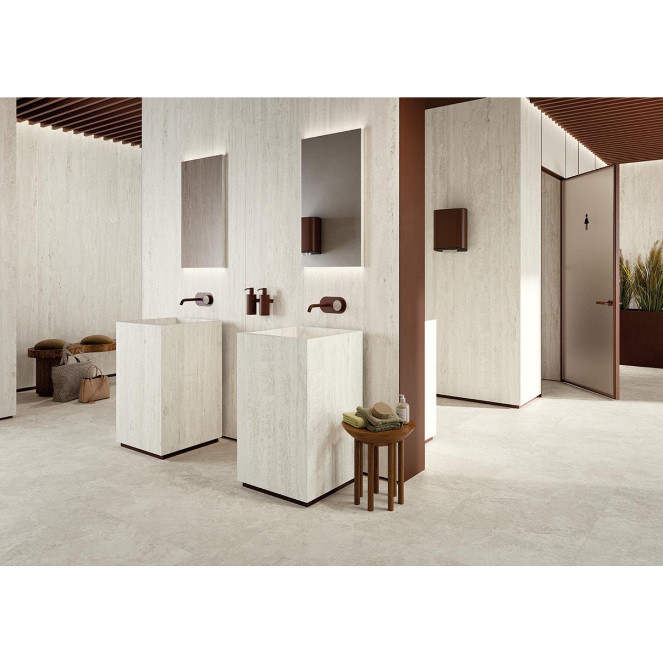 Mirage Elysian Travertini Pearly gebürstet Boden- und Wandfliese 80x160 cm