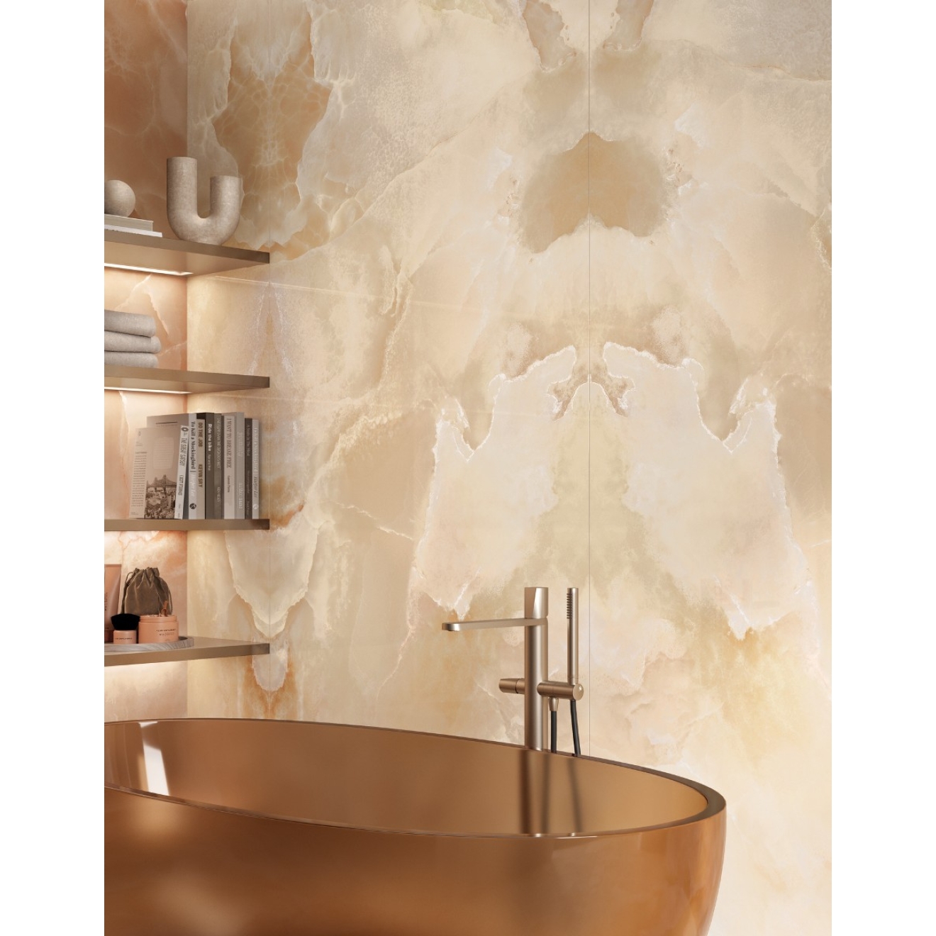 Mirage Onyce Champagne ON03 Pearl Boden- und Wandfliese 120x120 cm