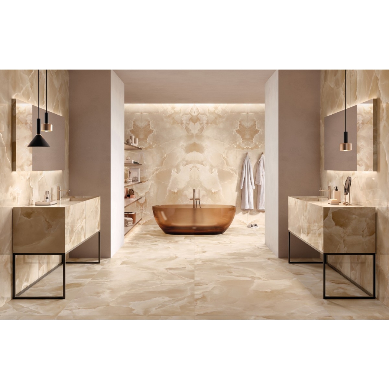 Mirage Onyce Champagne ON03 Pearl Boden- und Wandfliese 120x120 cm